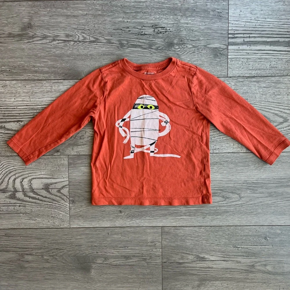 Gymboree Toddler Boy Halloween Mummy Long Sleeve Orange T-Shirt 2T